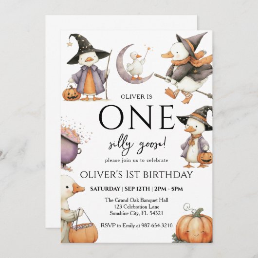 ウィッチー間抜けグースハロウィーン 招待状 (正面/裏面)