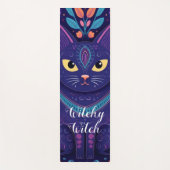 ウィッチー魔女かわいいフローラ猫/ミッドセンチュリーボホーセント ヨガマット (正面)
