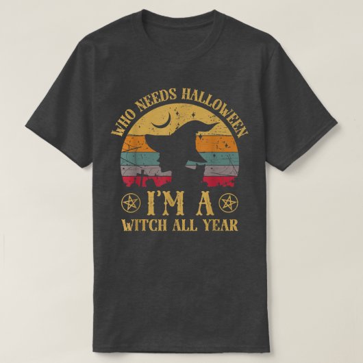 ウィッチー魔法不気味ウィッチズブロムスティック Tシャツ (デザイン正面)