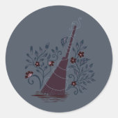 ウィッチー ハロウィンの箒 ラウンドシール (正面)
