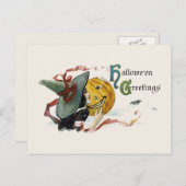 ウィッチー・ハロウィーンの挨拶 ポストカード (正面/裏面)