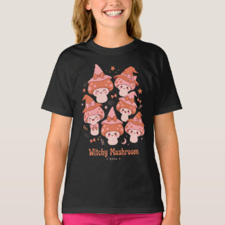 ウィッチー・マッシュルーム・ボホ・キュート・ウィッチハット・リボン・秋・アート Tシャツ
