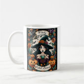 ウィッチー、邪悪な、醸造された魅力的なハロウィーンの魔女 コーヒーマグカップ (左)