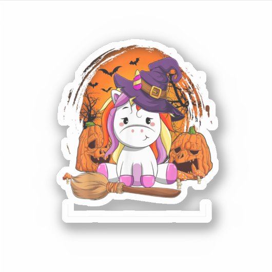 ウィッチーUnicornハロウィンカボチャかわいいハロウィン シール (正面)