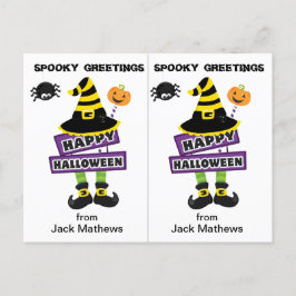 ウィッチ不気味グリーティングスクールパーティーハロウィンカード ポストカード