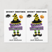ウィッチ不気味グリーティングスクールパーティーハロウィンカード ポストカード (正面)