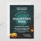 ウィッチ不気味ハウスカボンプキンスフルムーンハロウィーン 招待状 (正面)