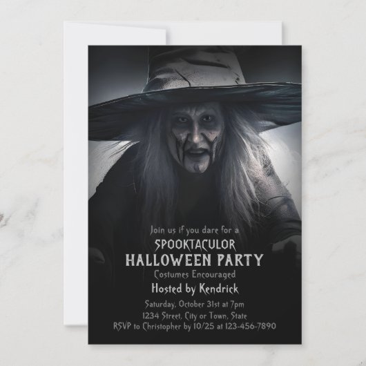 ウィッチ不気味ハロウィーンの衣装パーティー 招待状 (正面)