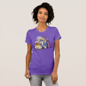 ウィッチ付き紫のショートスリーブハロウィンシャツ Tシャツ (正面フル)