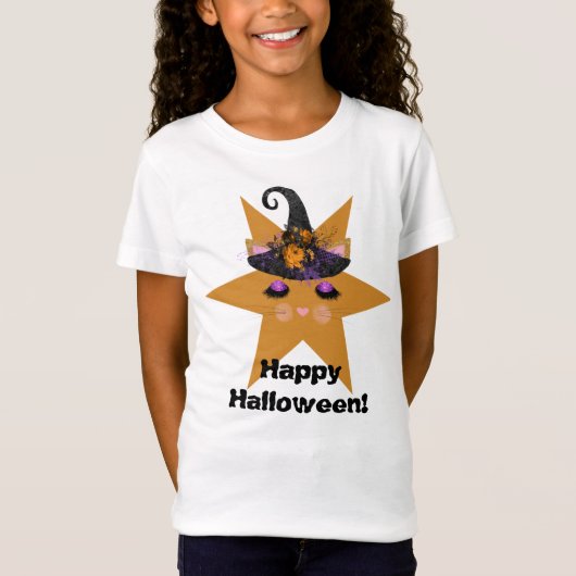 ウィッチ子猫顔オンスターハロウィーン Tシャツ (正面)