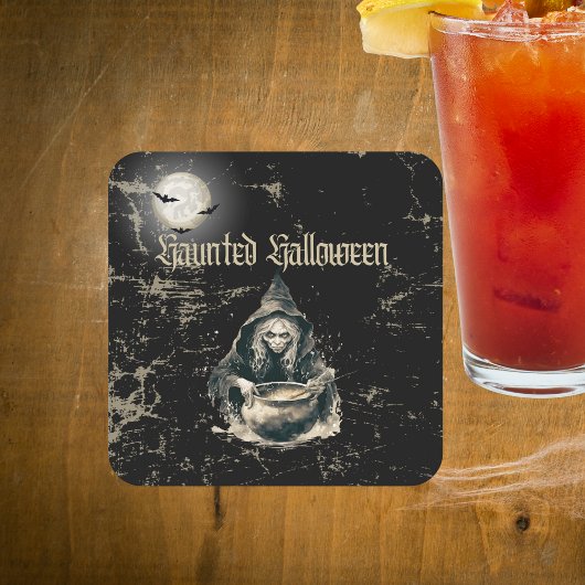 ウィッチ幽霊のよく出るハロウィーンの衣装パーティー スクエアペーパーコースター