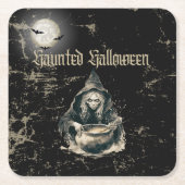 ウィッチ幽霊のよく出るハロウィーンの衣装パーティー スクエアペーパーコースター (正面)