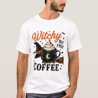 ウィッチ系だけどまずはコーヒー ハロウィンTシャツ Tシャツ