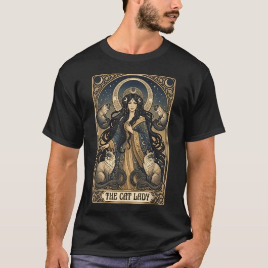 ウィッチ系ネコ好きのためのゴシックタロット ネコママ アンプ Tシャツ (正面)