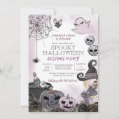 ウィッチ紫不気味黒ハロウィーンの衣装パーティー 招待状 (正面)