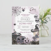 ウィッチ紫不気味黒ハロウィーンの衣装パーティー 招待状 (スタンド正面)