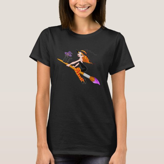 ウィッチ絵を描ウィッチ絵を描プキンハロ Tシャツ (正面)