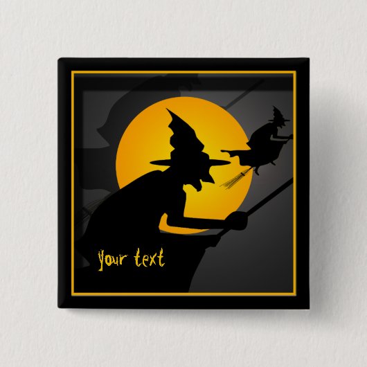 ウィッチ飛んでいるカスタムボタン 缶バッジ (正面)