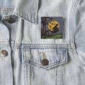 ウィッチ飛んでいるシルエットフルムーン 缶バッジ (インサイチュ)