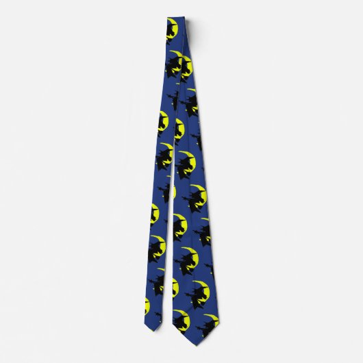 ウィッチ飛んでいるズダークブルーハロウィーンノベルティネクタイ ネクタイ (裏面)
