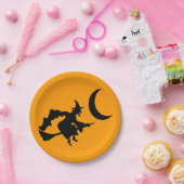 ウィッチ飛んでいるハロウィーンシルエット ペーパープレート (パーティー)