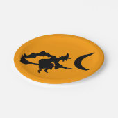 ウィッチ飛んでいるハロウィーンシルエット ペーパープレート (アングル)