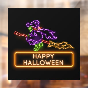 ウィッチ飛んでいるハロウィーンネオン窓の固定 ウィンドウサイン