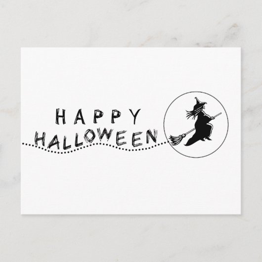 ウィッチ飛んでいるハロウィーンハガキ ポストカード (正面)