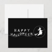 ウィッチ飛んでいるハロウィーン葉書、白黒 ポストカード (正面/裏面)