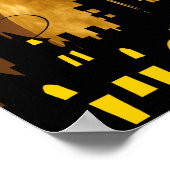 ウィッチ飛んでいるハーベストムーンこうもりハロウィーンギフト ポスター (角)