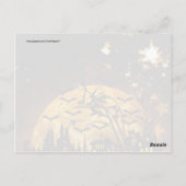 ウィッチ飛んでいるハーベストムーンこうもりハロウィーンギフト ポストカード (裏面)