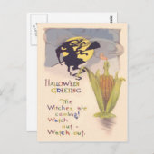 ウィッチ飛んでいるフルムーンコーンコブキャンドル ポストカード (正面/裏面)