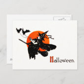 ウィッチ飛んでいるブロムフルムーンこうもり ポストカード (正面/裏面)