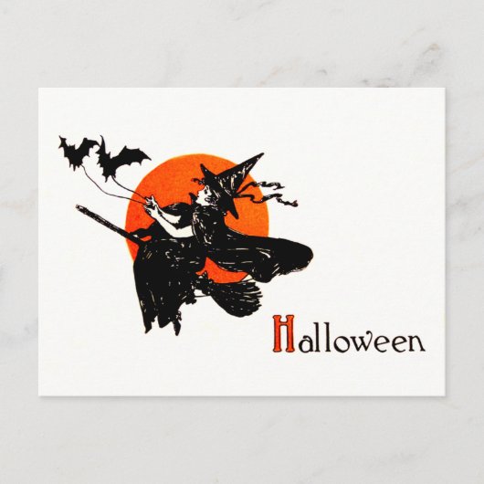 ウィッチ飛んでいるブロムフルムーンこうもり ポストカード (正面)