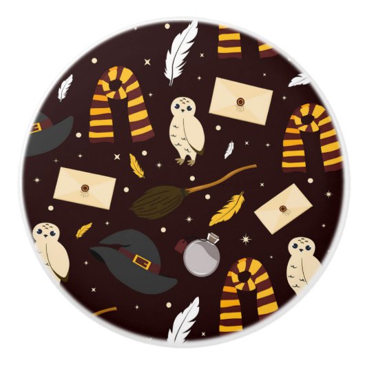 ウィッチ、ウィザード、および魔法パターン セラミックノブ (正面)