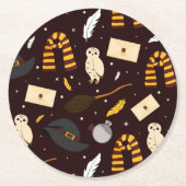 ウィッチ、ウィザード、および魔法パターン ラウンドペーパーコースター (正面)