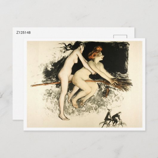 ウィッチ、ジャン・ヴェーバー、ハロウィーン、男性と女性 ポストカード (正面/裏面)