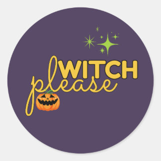 ウィッチ プリーズ おもしろハロウィンデザイン ラウンドシール