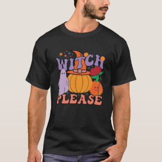 ウィッチ プリーズ 可愛いレトロパンプキン ハロウィン Tシャツ