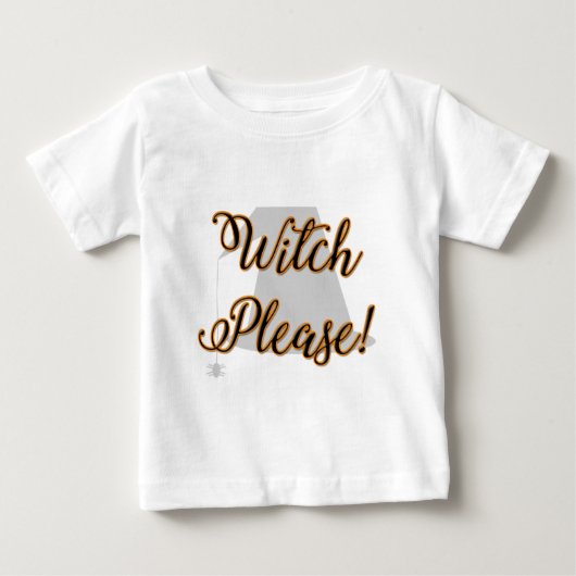 ウィッチ・プリーズ 帽子のかわいいハロウィン ベビーTシャツ (正面)