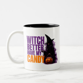 🧙 ウィッチ・ベター・ハブ・マイ・キャンディー おもしろハロウィン 引用 ツートーンマグカップ