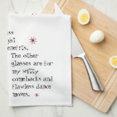 ウィッティカムバックワイン引用文ブラックキャット キッチンタオル (四つ折り)