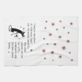 ウィッティカムバックワイン引用文ブラックキャット キッチンタオル (横)