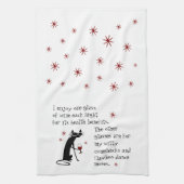 ウィッティカムバックワイン引用文ブラックキャット キッチンタオル (縦)