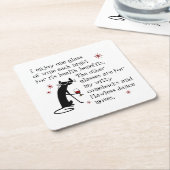 ウィッティカムバックワイン引用文ブラックキャット スクエアペーパーコースター (アングル)