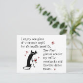 ウィッティカムバックワイン引用文ブラックキャット ポストカード (スタンド正面)