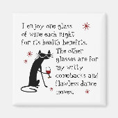 ウィッティカムバックワイン引用文ブラックキャット マグネット (正面)