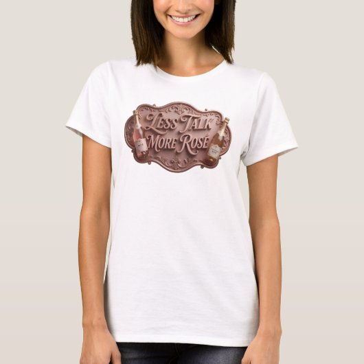 ウィッティピンク LESS TALK MORE ROS プリント Tシャツ (正面)