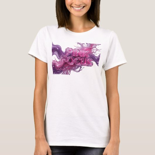 ウィッティピンクPINK FOCUSテキストデザイン Tシャツ (正面)