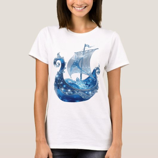 ウィットなシルバーICE CRYSTAL SHIP オリジナルTシャツ Tシャツ (正面)
